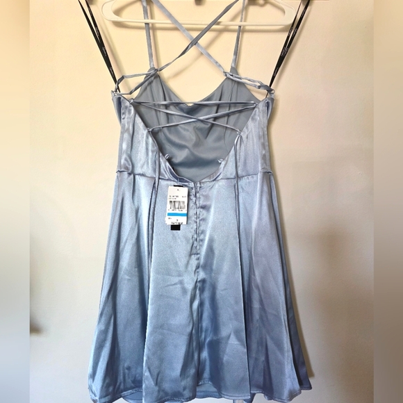 Speechless Satin Lace Up Short Fit & Flare Dress Lightweight Solid Sleeveless‎ 9 - Picture 5 of 7